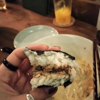 Inside of onigiri at Kokoka Used Book Shop Cafe & Bar - ココカ古書店 本とたいやき in Tamano