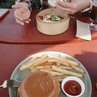 The vegetarian burgerr  at Mr & Mrs Glen's Cafe in Glenorchy