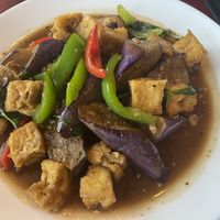 Eggplant and basil  at Thai Lotus in Winchester