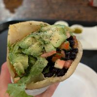 Vegetarian arepa, no cheese. at El Mercadito de Tamarindo Food and Cocktail Market in Tamarindo