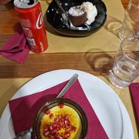 Crème Brûlèe e Tortino al cioccolato con panna alla nocciola at L'Angolo PizzOsteria in Vimodrone