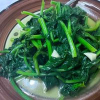 Spinach with smashed garlic (mid)   at Oriental City - 东方城中餐馆 in Tirana