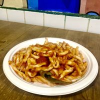 Strozzapreti with tomato and basil sauce   at Pasta Imperiale in Rome