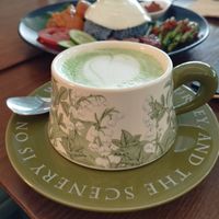 Hot Matcha Latte at Original Greens in Central Singapore