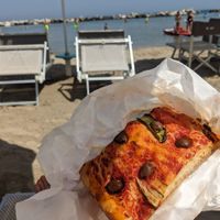 Takeaway lunch on the beach at Le Delizie Bakery in Bellaria-igea Marina
