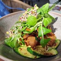 Seitan spinach potato cake at Nihe in Tallinn