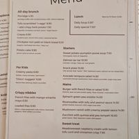 Food menu at Nihe in Tallinn
