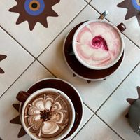 Raw cocoa and raspberry latte. at Nihe in Tallinn