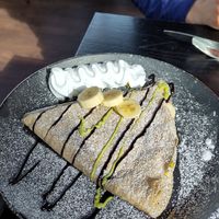 Pistache crepe with extra banana at Crêperie Nathalie in Whitley Bay