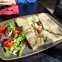 Special galette with mozzarella, pesto and tomato at Crêperie Nathalie in Whitley Bay