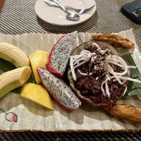 Purple sticky rice with fruit   at Tamarind - A Taste of Laos in Luang Prabang
