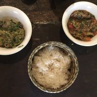 Eggplant and tomato jeow with sticky rice  at Tamarind - A Taste of Laos in Luang Prabang