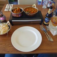 Navratan Jal Frezie (I chose 'pittig') with Bombay allo side dish and the rice at Little India in Nijmegen