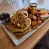 Apple Compote Pancake Plate at Café 440 in Sherbrooke