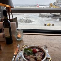 Parmigiana Vegana -vegan cheese; and nice view !  at ZRH - Villa Antinori da Bindella in Kloten