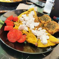 The nomlette with vegan feta at Early Bites in Athens