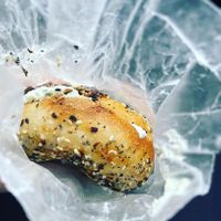 Everything bagel with vegan cream cheese (bagel was good, cream cheese was meh) at Roundbread Bagels in Lancaster
