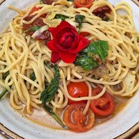 Artichoke dried tomato pasta at Historic Boutique Hotel Cattaro Restaurant in Kotor