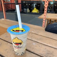 Iced coffee slush bubble tea with boba  at Boba Up in Seattle