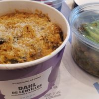 Lentil dahl and avocado/chickpea salad at Cojean - Mendés in Paris
