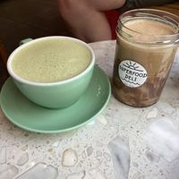 Matcha latte & salted caramel protein shake   at Superfood Deli 1010 in Vienna