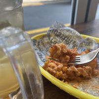 Fried corn with a sriracha mayo sauce on top, and a yuzu highball. Tasty!  at Vampire's Chicken in Seoul