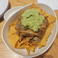 Totopos con guacamole y tinga de setas at Doña Chepina in San Sebastian
