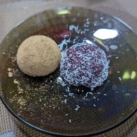 Coconut + berry & Cacao balls at Armon Apart Hotel, Restaurant & Yoga in Khujand