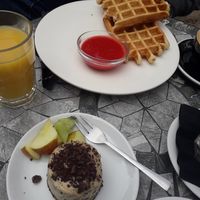 The waffles were decorated with fruit but I wasn't fast enough with taking the picture at MiiT in Riga
