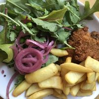 Vegan fish and chips, amazing battered tofu with seaweed at MiiT in Riga