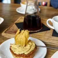 Coconut/Pistachio cream cake (vegan) at MiiT in Riga