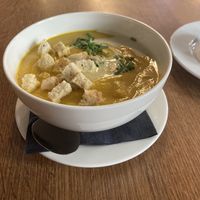 Carrot and cauliflower cream-soup  at MiiT in Riga