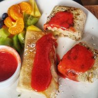 Apple pancake (not too sweet, thankfully) at MiiT in Riga