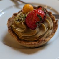Pistachio tart at MiiT in Riga