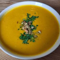 Pumpkin soup at MiiT in Riga