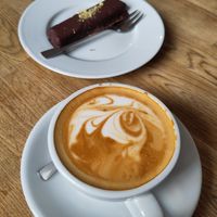 Vegan Dubai chocolate and vegan cappuccino at MiiT in Riga