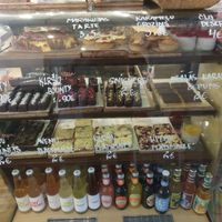 Sweets (note vegan mark in red)  at MiiT in Riga