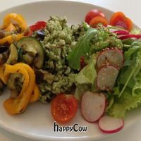 vegetables, rice and salad at MiiT in Riga