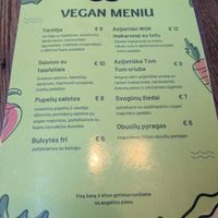 Vegan menu at Kefyro ūsai in Palanga