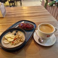 Vegan porridge with coconut milk at Innocent Cafe in Riga