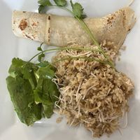 3 side dish- tortilla, coconut rice and avocado  at Naked Cafe in Encinitas