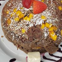 Mango coconut pancakes at Naked Cafe in Encinitas