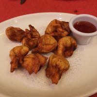 Veg won tons with sweet chilli sauce at Great Asia in Lanzarote