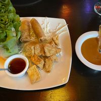 v-platter (tofu spring roll, fried tofu and fried spring rolls)  at Thai Rhapsody in Mill Creek