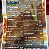 Vegan Menu  at The Copper Pot in Redondo Beach