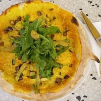 Pumpkin sauce & aubergine/rocket topping at Wolke - 1090 in Vienna