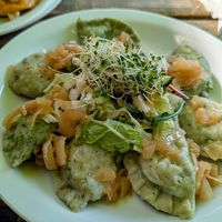 Green spinach and tofu pirogi (dumplings) - boiled at Dal Dalla Gelato in Warsaw