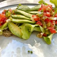 Avocado toast (with the raw bread upgrade)   at Simply Raw Bakery and Bistro in Vienna