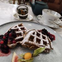 Waffles at Simply Raw Bakery and Bistro in Vienna