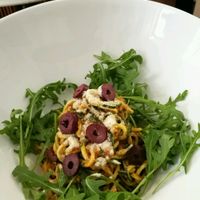 Zucchini spaghetti with tomato pesto at Simply Raw Bakery and Bistro in Vienna